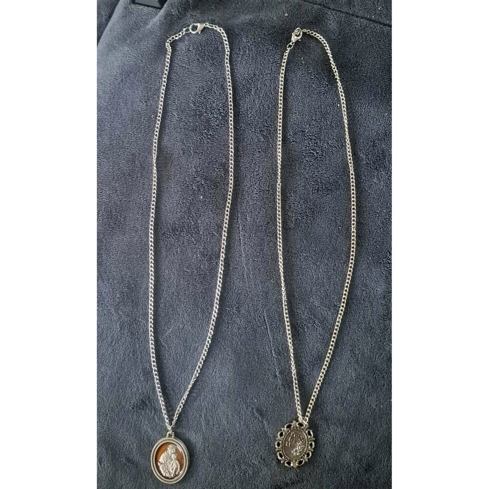 Lot of 2 Vintage St Anthony Medal Necklace Pendant Silver Tone Pray For Us